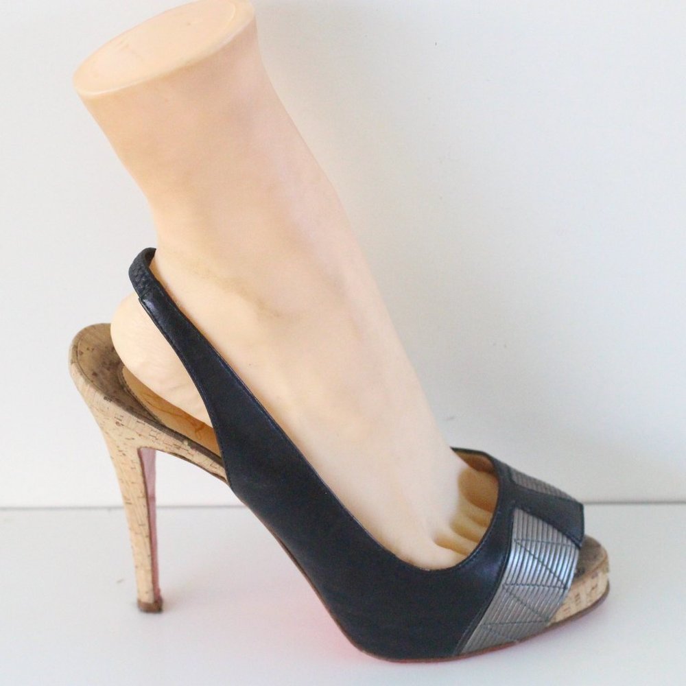 Christian Louboutin Black Moyen Empire Slingback Pumps